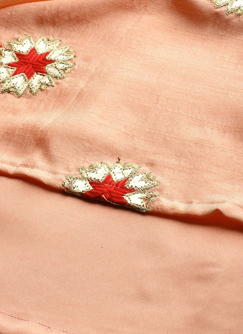 Peach Embroidered Chinon Kurta Set Festive Wear 8 Peach Embroidered Chinon Kurta Set Festive Wear - Image 8
