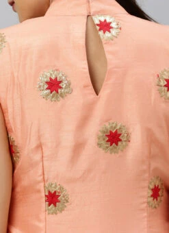 Peach Embroidered Fabric Kurta Straight Pant Set Festive Wear -C Bazaar Shop Peach Embroidered Fabric Kurta Straight Pant Set KSBS01912107 rrc3