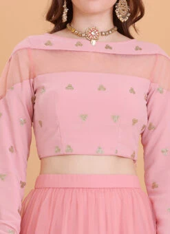 Dupatta From Peach Embroidered Georgette Lehenga Set After Six Wear 12 Dupatta From Peach Embroidered Georgette Lehenga Set After Six Wear -C Bazaar Shop Peach Embroidered Georgette Lehenga Set GHBS02211214 rrc1