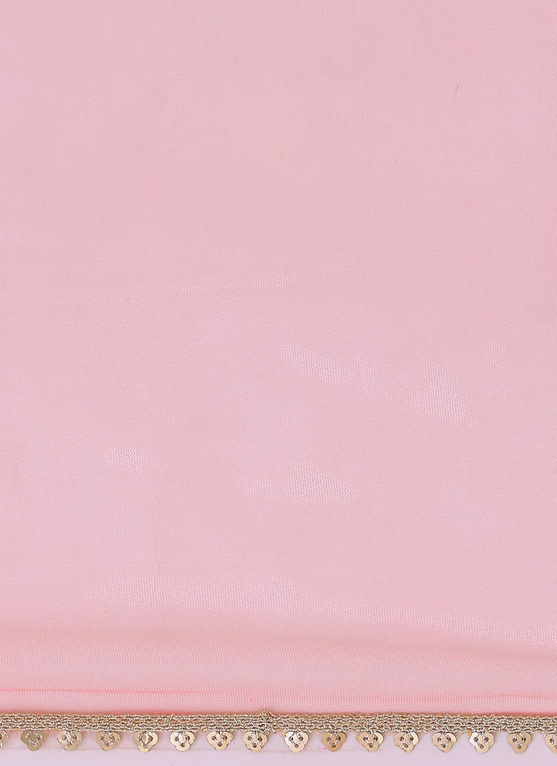 Dupatta From Peach Embroidered Georgette Lehenga Set After Six Wear 7 Dupatta From Peach Embroidered Georgette Lehenga Set After Six Wear - Image 7