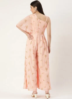 Peach Embroidered Jumpsuit Festive Wear -C Bazaar Shop Peach Embroidered Jumpsuit DRBS02306363 b