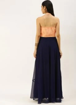 Peach Embroidered N Navy Blue Gown Wedding Wear -C Bazaar Shop Peach Embroidered N Navy Blue Gown IWBS02205095 b