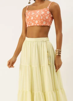 Skirt From Peach Embroidered N Off White Georgette Lehenga After Six Wear