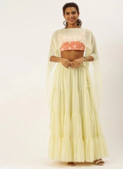 Skirt From Peach Embroidered N Off White Georgette Lehenga After Six Wear 10 Skirt From Peach Embroidered N Off White Georgette Lehenga After Six Wear -C Bazaar Shop Peach Embroidered N Off White Georgette Lehenga GHBS02209622 u