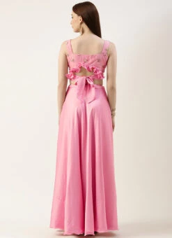 Skirt From Peach Embroidered N Pink Satin Skirt Set After Six Wear -C Bazaar Shop Peach Embroidered N Pink Satin Skirt Set IWBS02211106 b