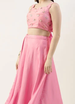 Skirt From Peach Embroidered N Pink Satin Skirt Set After Six Wear