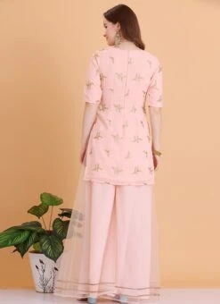 Top From Peach Embroidered Palazzo Suit After Six Wear 11 Top From Peach Embroidered Palazzo Suit After Six Wear -C Bazaar Shop Peach Embroidered Palazzo Suit SLBS02306390 b