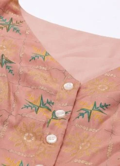 Peach Foil Printed A Line Dress After Six Wear Work Wear -C Bazaar Shop Peach Foil Printed A line Dress DRBS02111070 rrc1 1