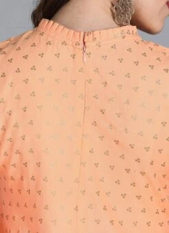 Peach Foil Printed Pleat Style Kurta Set After Six Wear 11 Peach Foil Printed Pleat Style Kurta Set After Six Wear -C Bazaar Shop Peach Foil Printed Pleat Style Kurta Set KSBS01909991 rrc1