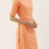 Peach Foil Printed Rayon Calf Length Kurta Set After Six Wear