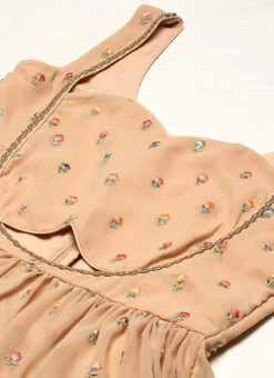 Peach Georgette Embroidered Maxi Dress Festive Wear -C Bazaar Shop Peach Georgette Embroidered Maxi Dress DRBS02210901 rrc1