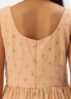 Peach Georgette Embroidered Maxi Dress Festive Wear -C Bazaar Shop Peach Georgette Embroidered Maxi Dress DRBS02210901 rrc2