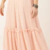 Peach Georgette Half Circular N Gathered Skirt Party Wear