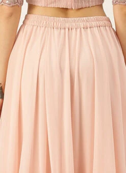 Peach Georgette Half Circular N Gathered Skirt Party Wear 13 Peach Georgette Half Circular N Gathered Skirt Party Wear -C Bazaar Shop Peach Georgette Half Circular N Gathered Skirt WBBS02306397 rrc2