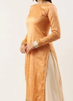 Top From Peach Jacquard N Cream Net Sharara Suit Set After Six Wear