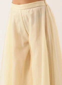 Dupatta From Peach Jacquard N Cream Net Sharara Suit Set After Six Wear -C Bazaar Shop Peach Jacquard N Cream Net Sharara Suit Set SLBS02301720 rrc2