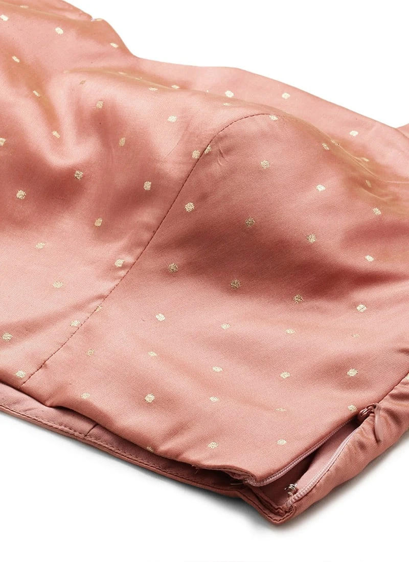 Peach Jacquard N Green Art Silk Lehenga Festive Wear 5 Peach Jacquard N Green Art Silk Lehenga Festive Wear - Image 5