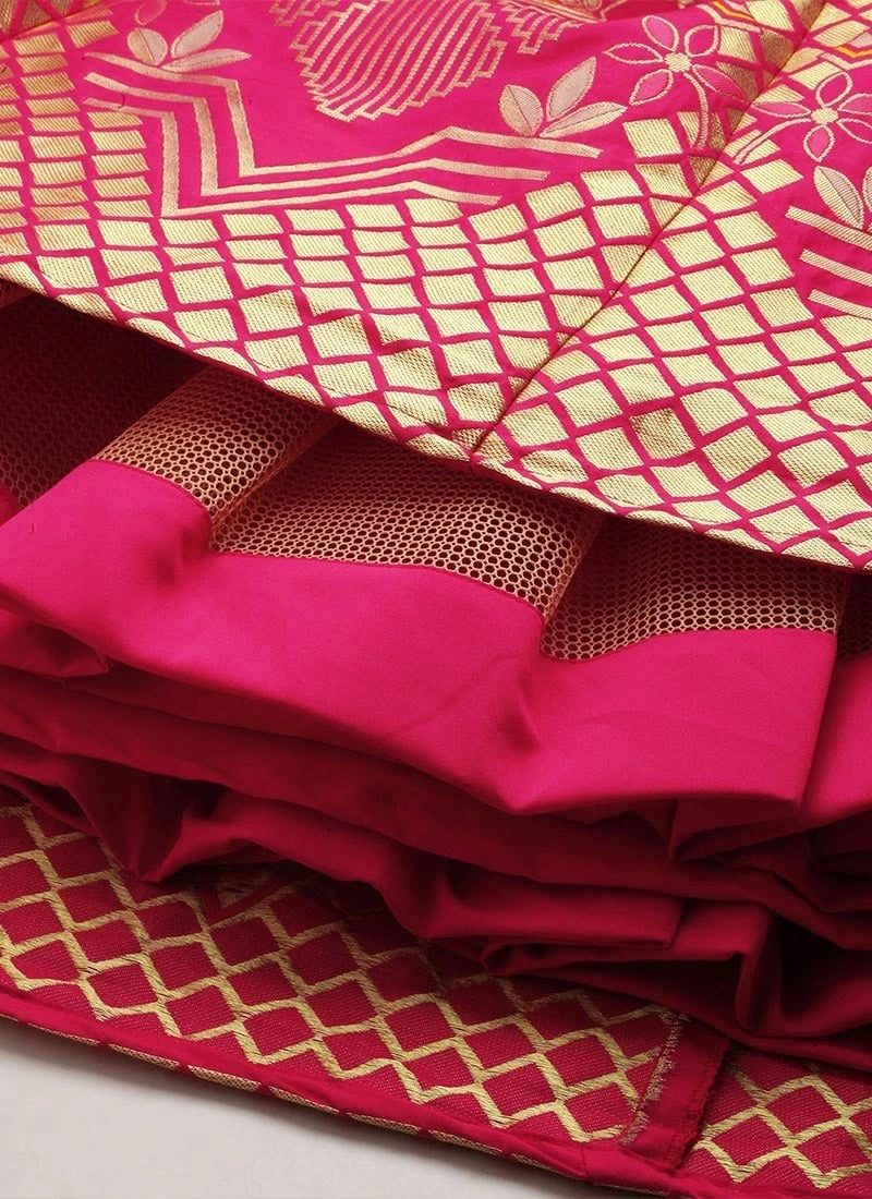 Pinlk Taffeta N Green Art Silk Lehenga Festive Wear 7 Pinlk Taffeta N Green Art Silk Lehenga Festive Wear - Image 7