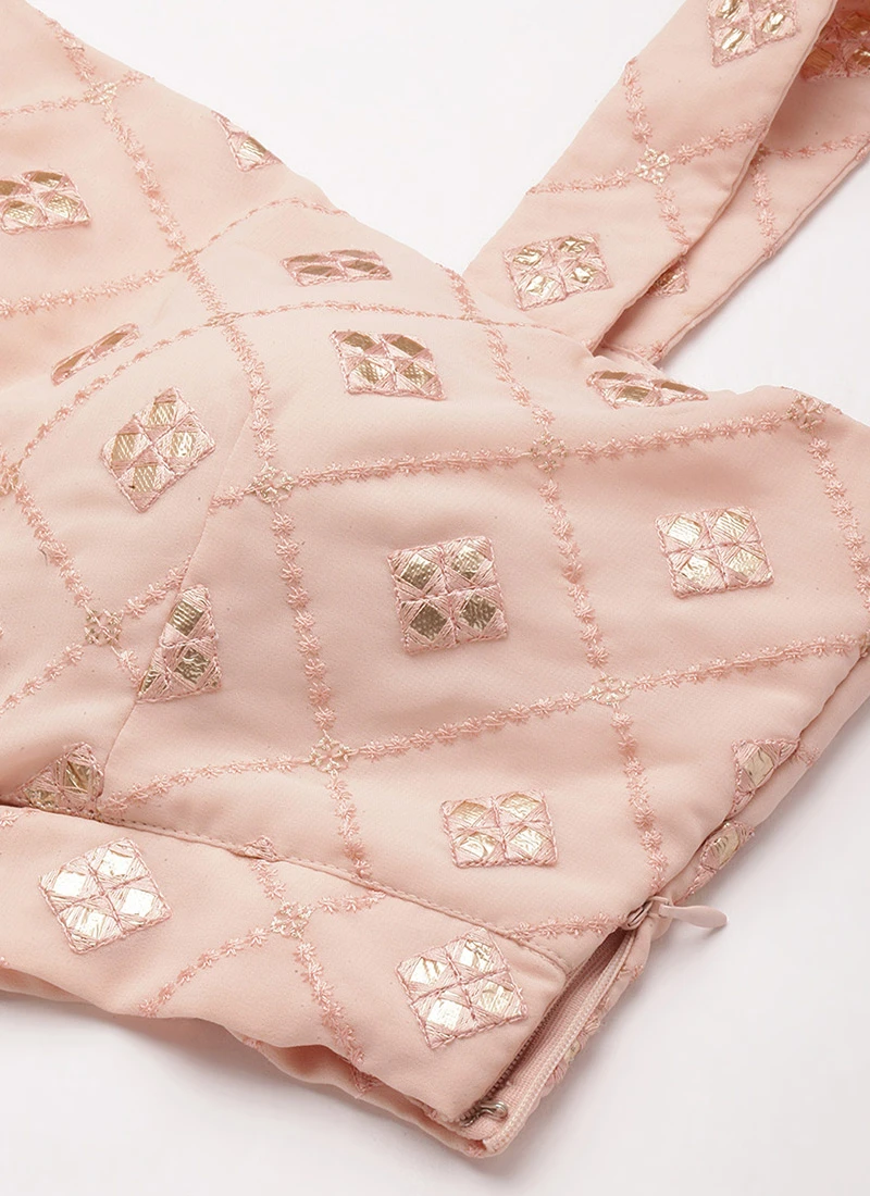 Peach Mirror Embroidered Lehenga Wedding Wear Festive Wear 5 Peach Mirror Embroidered Lehenga Wedding Wear Festive Wear - Image 5