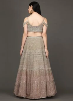 Peach N Gold Sequins Net Hand Work Umbrella Lehenga N Choli N Dupatta Wedding Wear -C Bazaar Shop Peach N Gold Sequins Net Hand Work Umbrella Lehenga N Choli N Dupatta GHCB2309 b