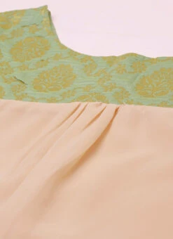 Peach N Green Straight Pant Kurta Set Festive Wear -C Bazaar Shop Peach N Green Straight Pant Kurta Set KSBS02101752 rrc1