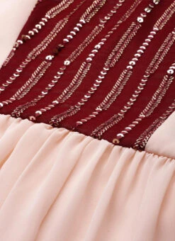 Peach N Maroon Embroidered Gathered Dress Festive Wear 13 Peach N Maroon Embroidered Gathered Dress Festive Wear -C Bazaar Shop Peach N Maroon Embroidered Gathered Dress DRBS02110983 rrc3
