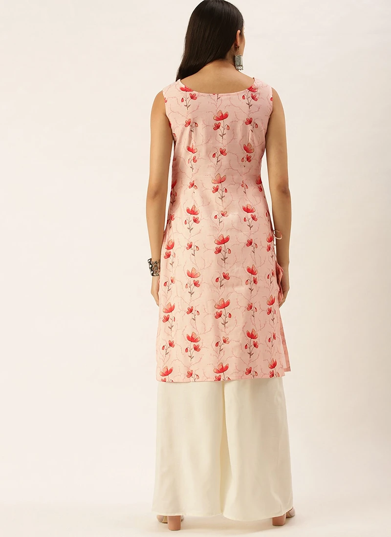 Peach N Off White Kurta Palazzo Set After Six Wear Festive Wear 4 Peach N Off White Kurta Palazzo Set After Six Wear Festive Wear - Image 4