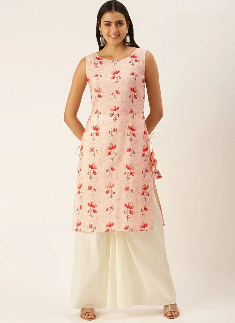 Peach N Off White Kurta Palazzo Set After Six Wear Festive Wear 3 Peach N Off White Kurta Palazzo Set After Six Wear Festive Wear - Image 3