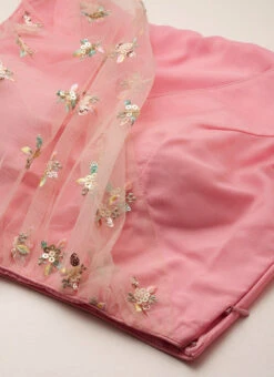 Skirt From Peach N Pink Net Embroidered Skirt Set After Six Wear -C Bazaar Shop Peach N Pink Net Embroidered Skirt Set IWBS02212524 rrc1