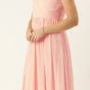 Peach Pleated Georgette Gown N Embroidered Jacket Party Wear