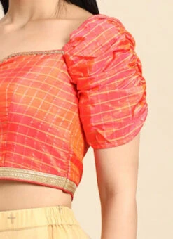 Peach Polyester Blouse Festive Wear -C Bazaar Shop Peach Polyester Blouse BLBS02301961 rrc3
