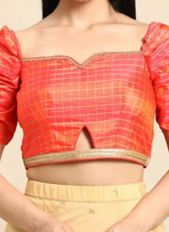 Peach Polyester Blouse Festive Wear -C Bazaar Shop Peach Polyester Blouse BLBS02301961 rrc4