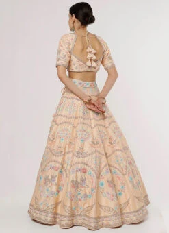 Peach Raw Silk Embroidery Lehenga Choli With Dupatta Wedding Wear -C Bazaar Shop Peach Raw Silk Embroidery Lehenga Choli With Dupatta GHMCAA006 b