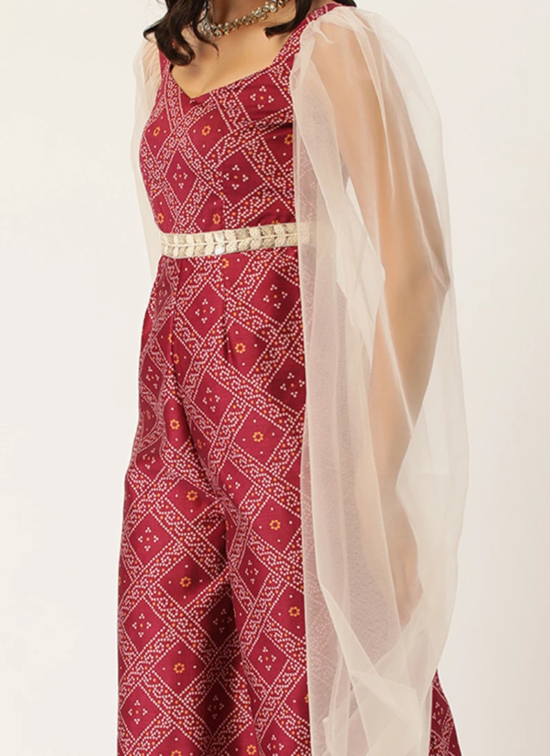 Pink Art Silk Digital Printed Jumpsuit Party Wear 1 Pink Art Silk Digital Printed Jumpsuit Party Wear