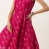Dupatta From Pink Art Silk Halter Neck Sharara Suit After Six Wear