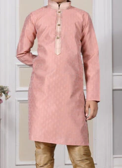 Pink Art Silk Printed Kurta Pyjama Party Wear