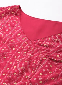 Pink Bandhani Printed Angarkha Gown Festive Wear 12 Pink Bandhani Printed Angarkha Gown Festive Wear -C Bazaar Shop Pink Bandhani Printed Angarkha Gown IWBS02302256 rrc1