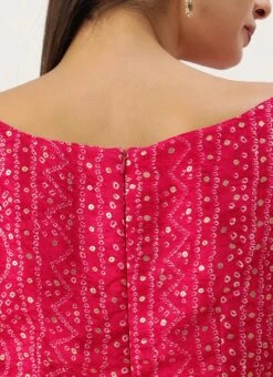 Pink Bandhani Printed Rayon Dress Festive Wear -C Bazaar Shop Pink Bandhani Printed Rayon Dress DRBS02302261 rrc2