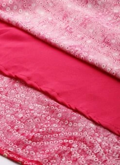 Pink Bandhani Printed Rayon Dress Festive Wear -C Bazaar Shop Pink Bandhani Printed Rayon Dress DRBS02302261 rrc3