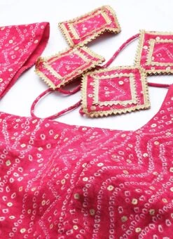 Dupatta From Pink Bandhani Printed Rayon Gown With Dupatta Set After Six Wear -C Bazaar Shop Pink Bandhani Printed Rayon Gown With Dupatta Set IWBS02302293 rrc1