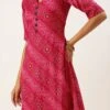 Pink Chanderi Art Silk A Line Kurta Set Festive Wear