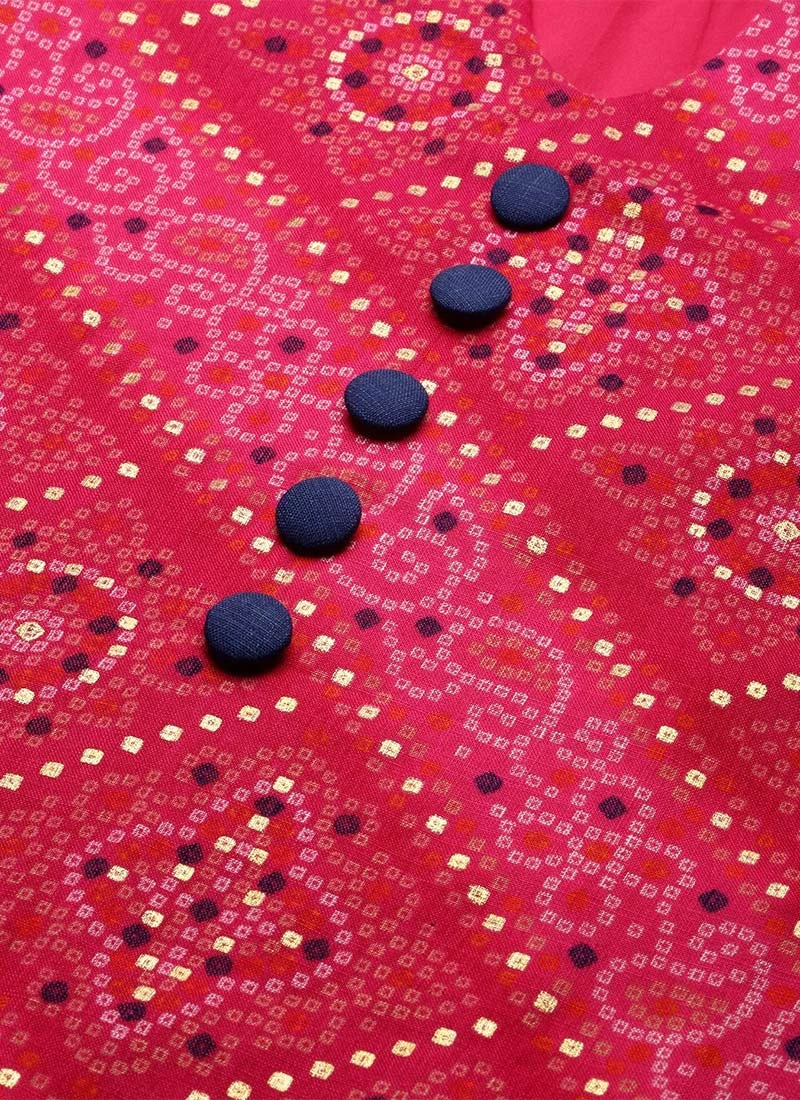 Pink Chanderi Art Silk A Line Kurta Set Festive Wear 5 Pink Chanderi Art Silk A Line Kurta Set Festive Wear - Image 5