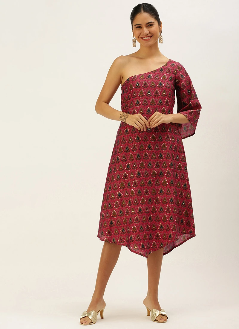 Pink Chanderi Art Silk Dress After Six Wear 3 Pink Chanderi Art Silk Dress After Six Wear - Image 3