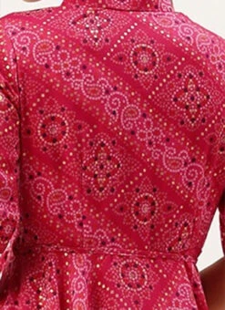 Pink Chanderi Art Silk Handkerchief Style Dress Festive Wear After Six Wear -C Bazaar Shop Pink Chanderi Art Silk Handkerchief Style Dress DRBS02203500 rrc3