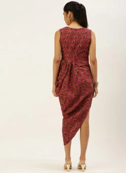 Pink Chanderi Art Silk Maxi Dress Festive Wear -C Bazaar Shop Pink Chanderi Art Silk Maxi Dress DRBS02207321 b