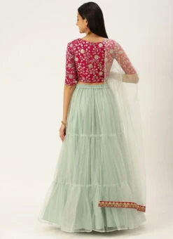 Pink Chinon Embroidered Lehenga Festive Wear -C Bazaar Shop Pink Chinon Embroidered Lehenga GHBS02309029 b