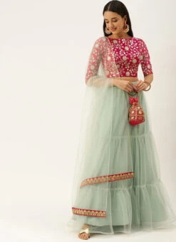 Pink Chinon Embroidered Lehenga Festive Wear -C Bazaar Shop Pink Chinon Embroidered Lehenga GHBS02309029 u