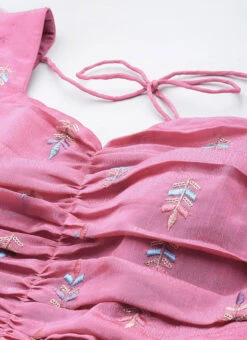 Dupatta From Pink Chinon Embroidered N Net Anarkali Suit After Six Wear -C Bazaar Shop Pink Chinon Embroidered N Net Anarkali Suit SLBS02304048 rrc1