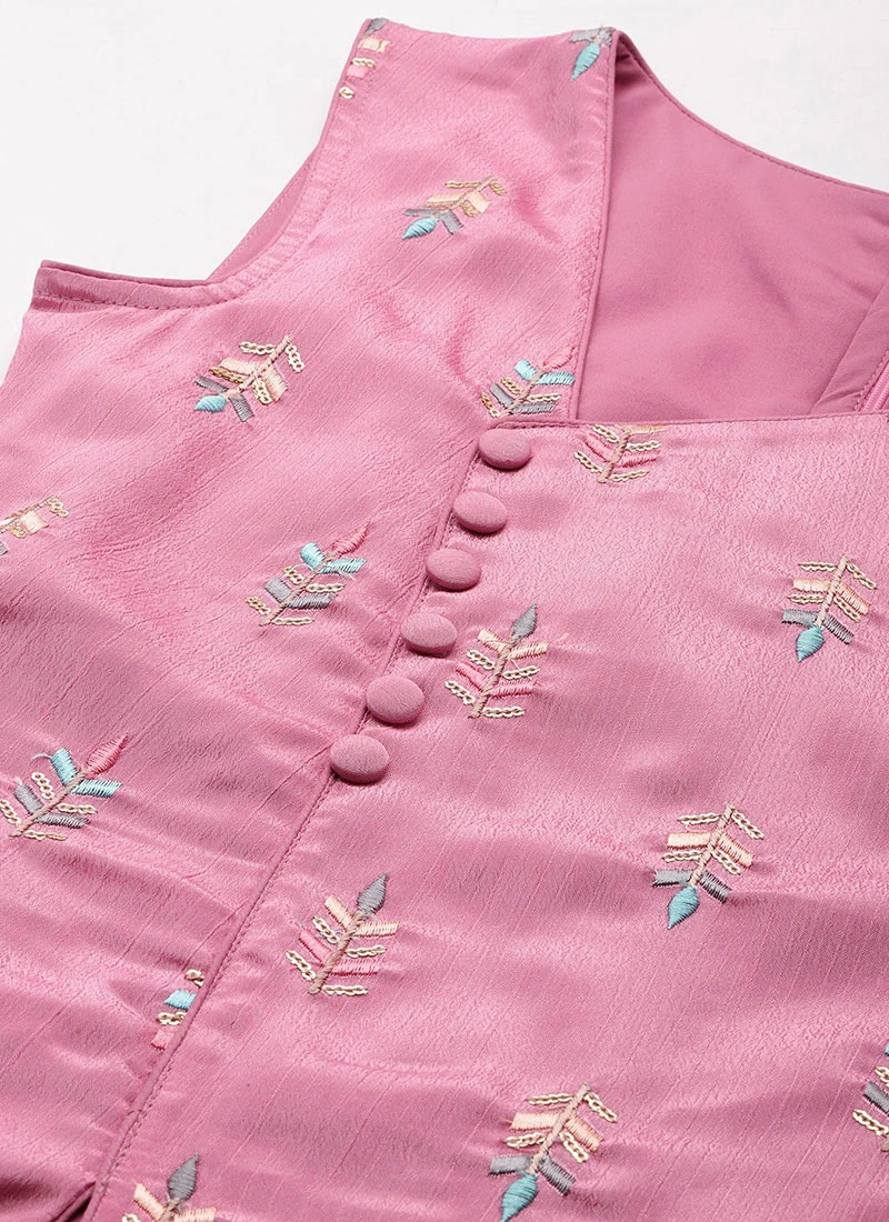 Top From Pink Chinon Embroidered N White Sharara Suit After Six Wear 5 Top From Pink Chinon Embroidered N White Sharara Suit After Six Wear - Image 5