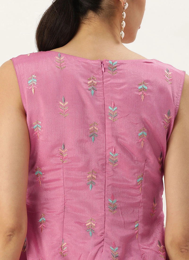 Top From Pink Chinon Embroidered N White Sharara Suit After Six Wear 6 Top From Pink Chinon Embroidered N White Sharara Suit After Six Wear - Image 6